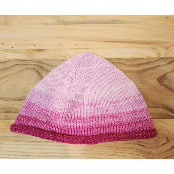 HANDMADE Roll Knit Pink Gradient Beanie Toboggan Hat Cap Unisex Women's Kid's - Picture 10 of 10